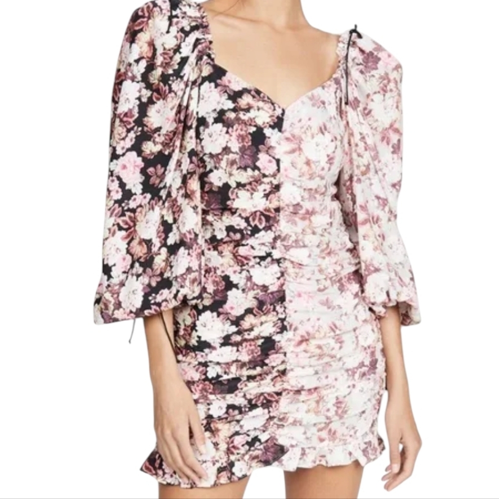 For Love & Lemon Pink Sweetheart Ruched Floral Mini Bodycon Dress size 1X